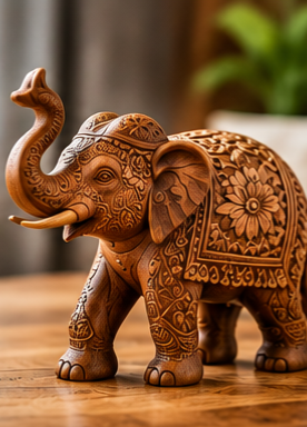 Wooden elephant figurine