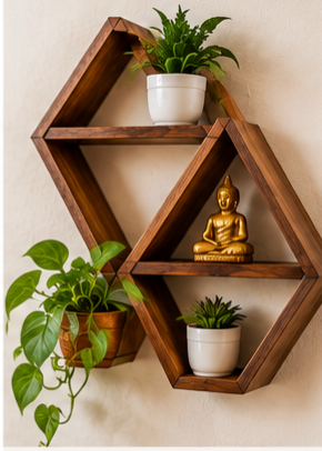 Wooden wall shelf