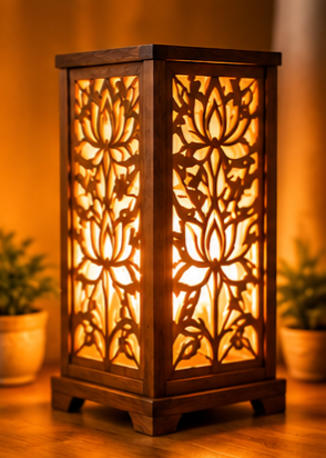 Wooden table lamp