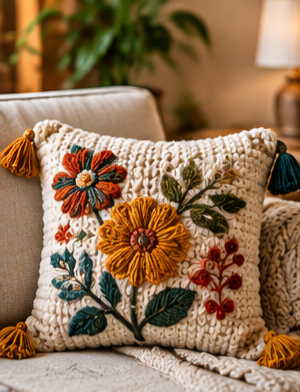 Woolen cushion cover