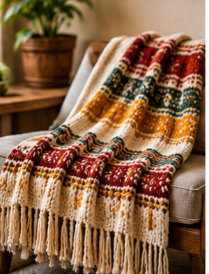 Woolen throw blanket