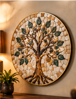 Stone mosaic wall art