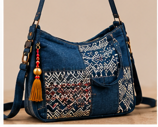 Denim Embroidered Sling Bag