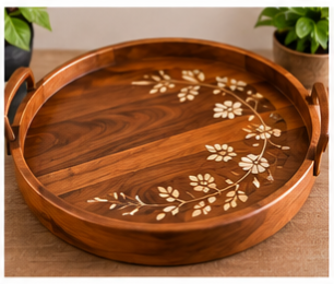 Hand-Painted Wooden Serving Tray